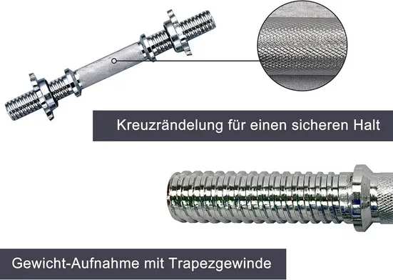 BODY COACH Kurzhantelstangen 2 x 35,2 cm 30 mm Chrom Sternschrauben