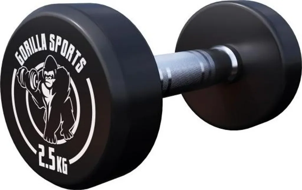 GORILLA SPORTS Kurzhantel 2,5 kg einzeln Gummi Gusseisenkern schwarz