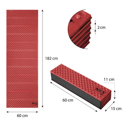 NILS CAMP Isomatte faltbar 182 x 60 cm rot Camping Trekking