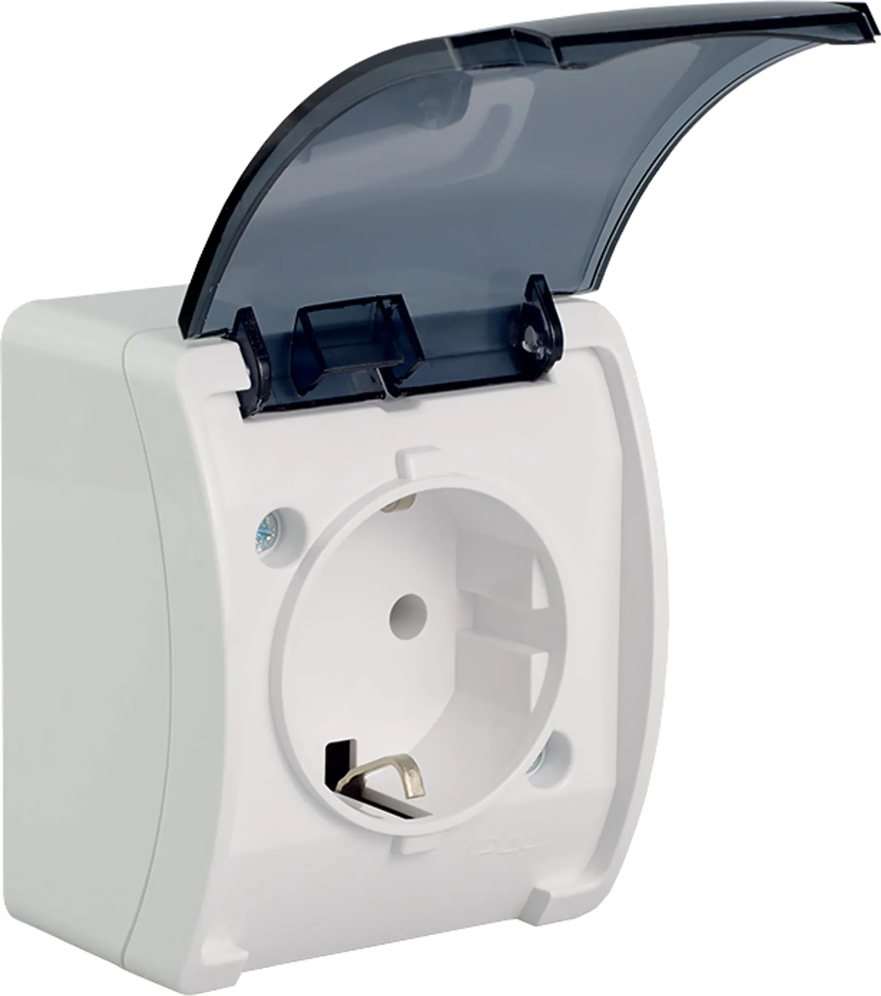 Adelid Aufputz Steckdose Schuko – Mit transparentem Deckel, IP44, Weiß