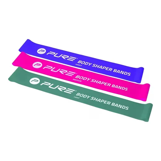 PURE 2 IMPROVE Widerstandsband 3er Set Fitnessband grün pink violett