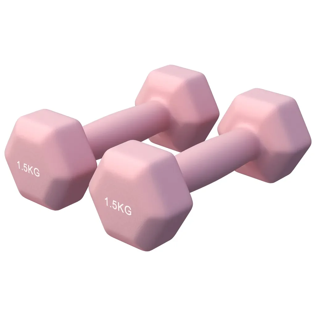 GORILLA SPORTS Neopren Guss Hexagon Kurzhanteln Set 2 x 1,5 kg Koralle