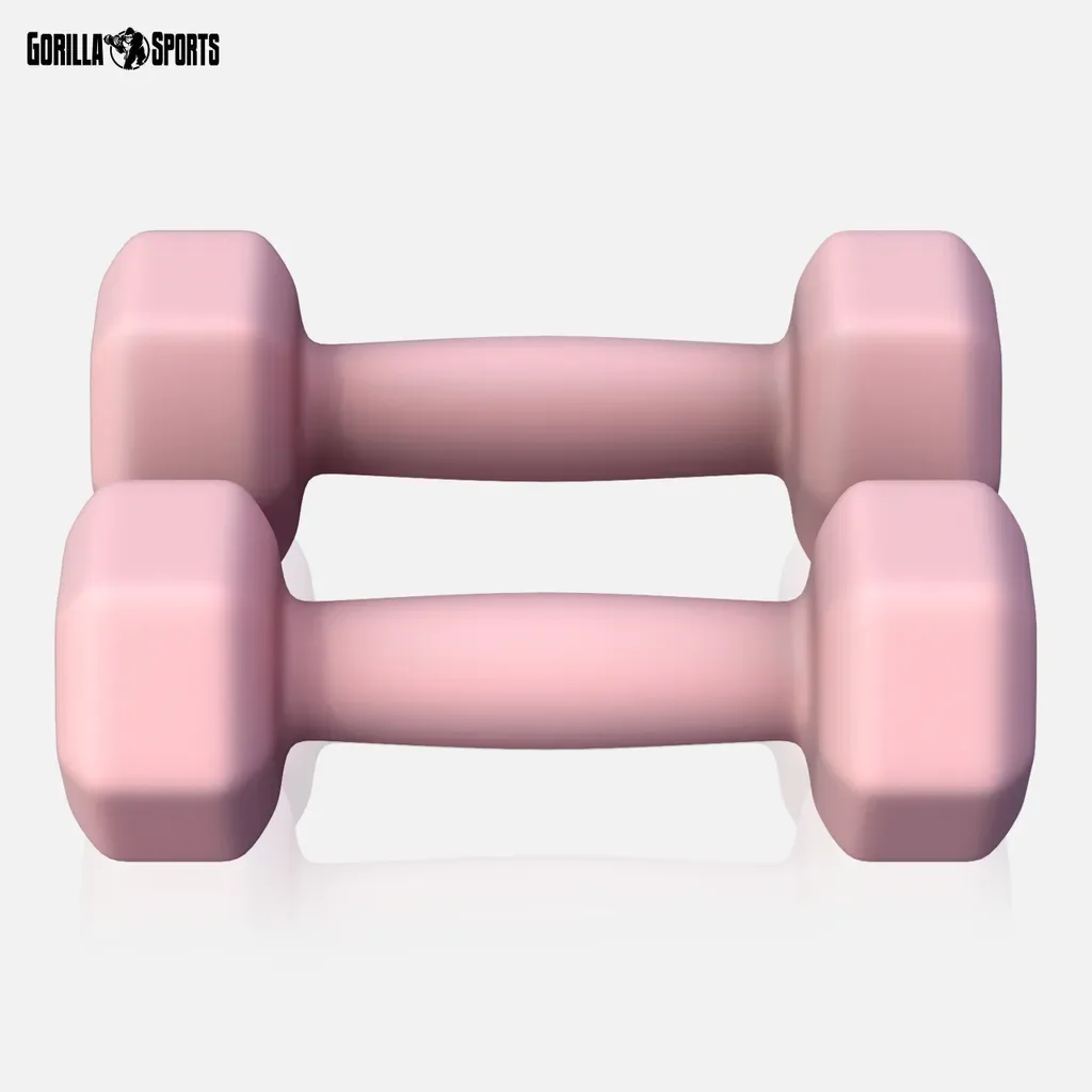 GORILLA SPORTS Neopren Guss Hexagon Kurzhanteln Set 2 x 1,5 kg Koralle