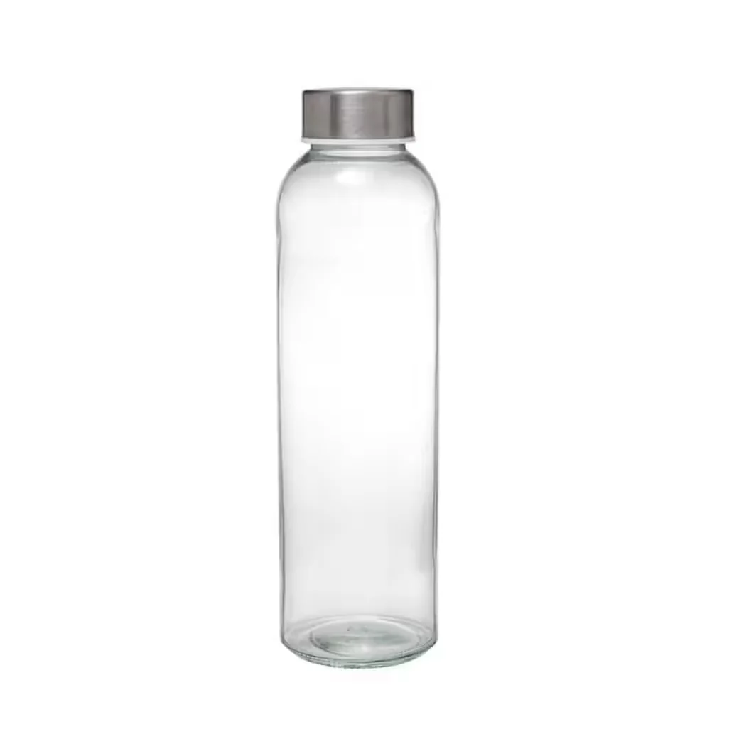 B-HOME Glas Trinkflasche 500 ml mit Drehverschluss Edelstahl