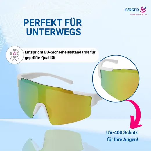 ELASTO Sonnenbrille Schnelle Brille verspiegelt mit Mikrofaserbeutel