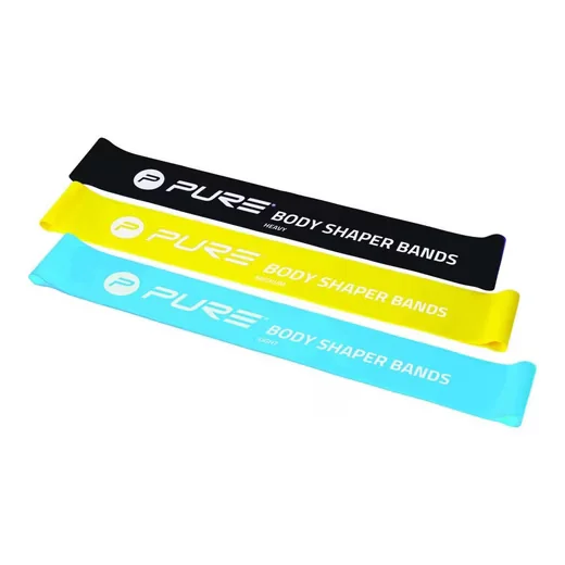 PURE 2 IMPROVE Widerstandsband Set 3er Fitnessband schwarz gelb blau