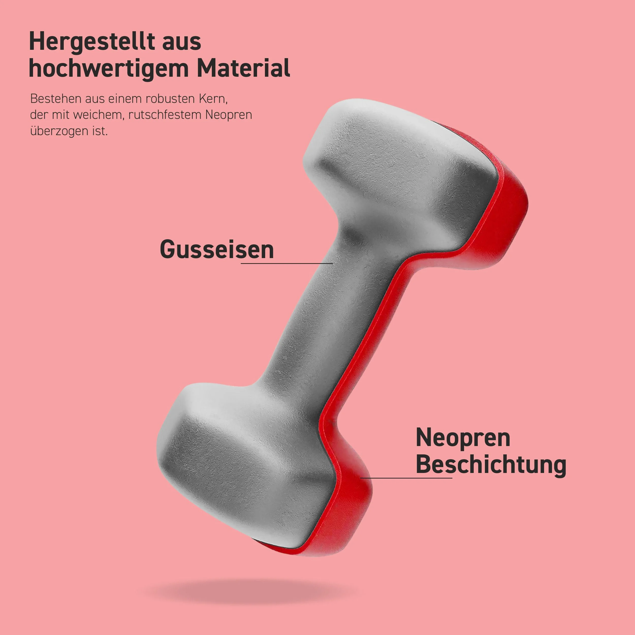 MSPORTS Neopren Hantelset 2er Set 0,5 bis 5 kg inkl Übungsposter