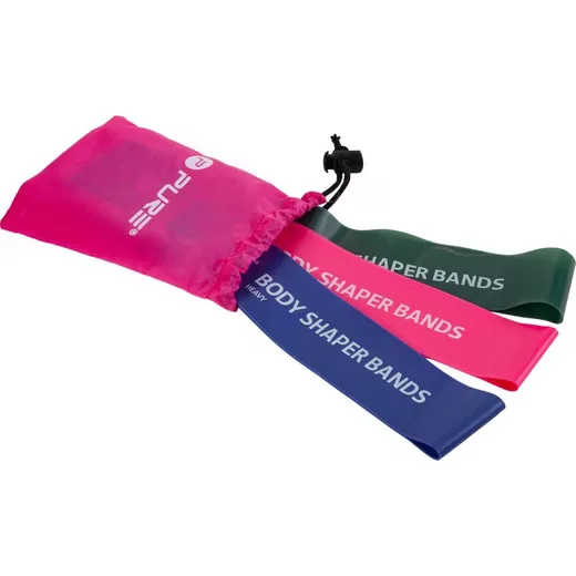 PURE 2 IMPROVE Widerstandsband 3er Set Fitnessband grün pink violett