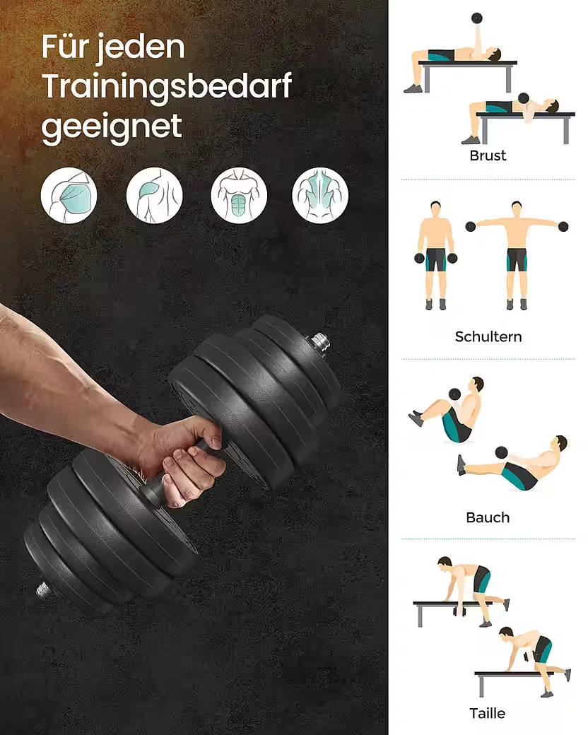 SONGMICS Hantelset 30 kg für Krafttraining zuhause