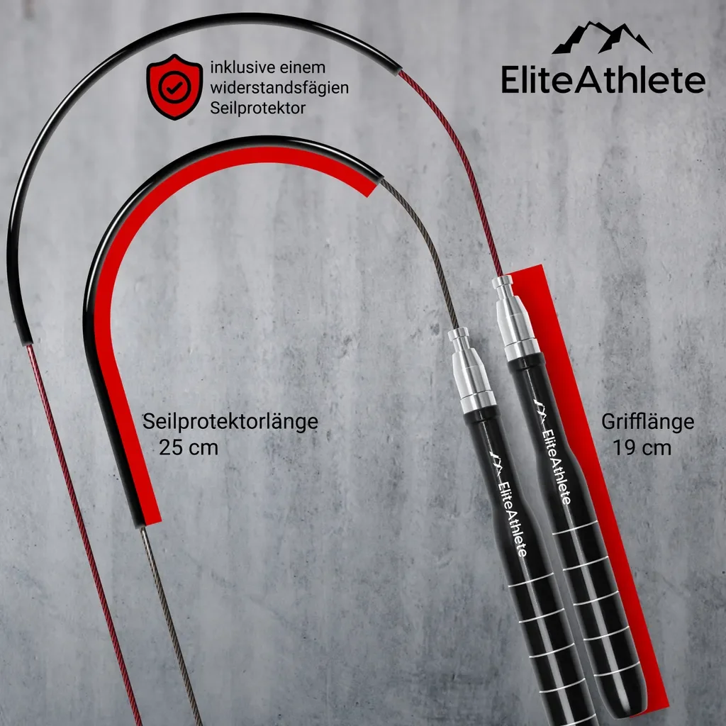 EliteAthlete Springseil mit Profi-Kugellager und Ersatzseil Speed Rope