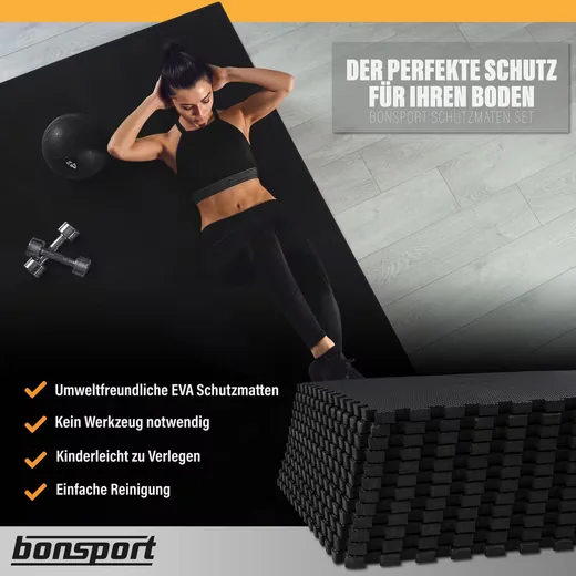 BONSPORT Bodenschutzmatte Schutzmatten Set 12 Puzzlematten