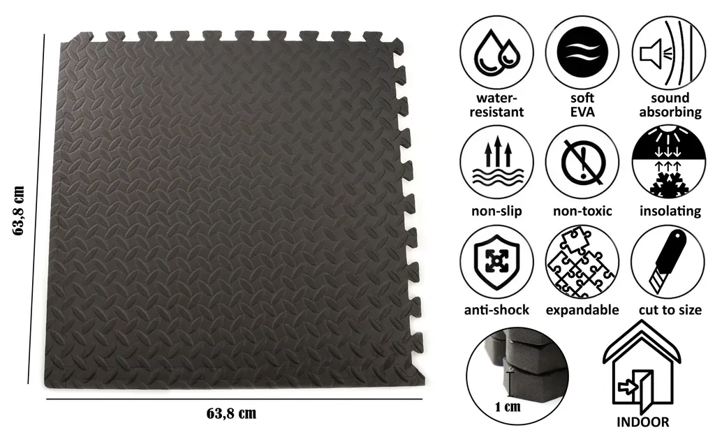 ELLUG Sportmatte Steckmatte 6er Set 61x61x1 cm schwarz 2,23 m2