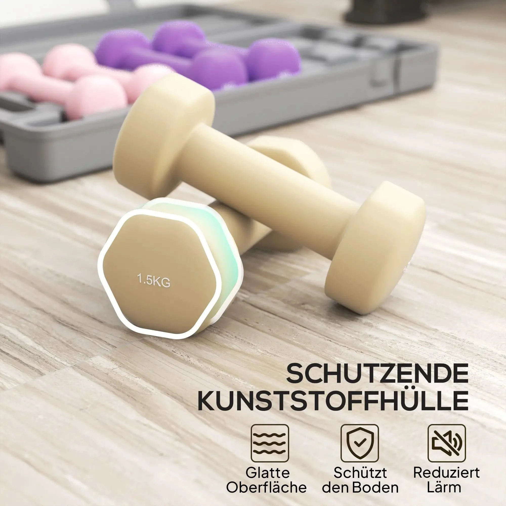 BLINGBIN Kurzhantel-Set 6-teilig mit Koffer 0,5 kg 1 kg 1,5 kg