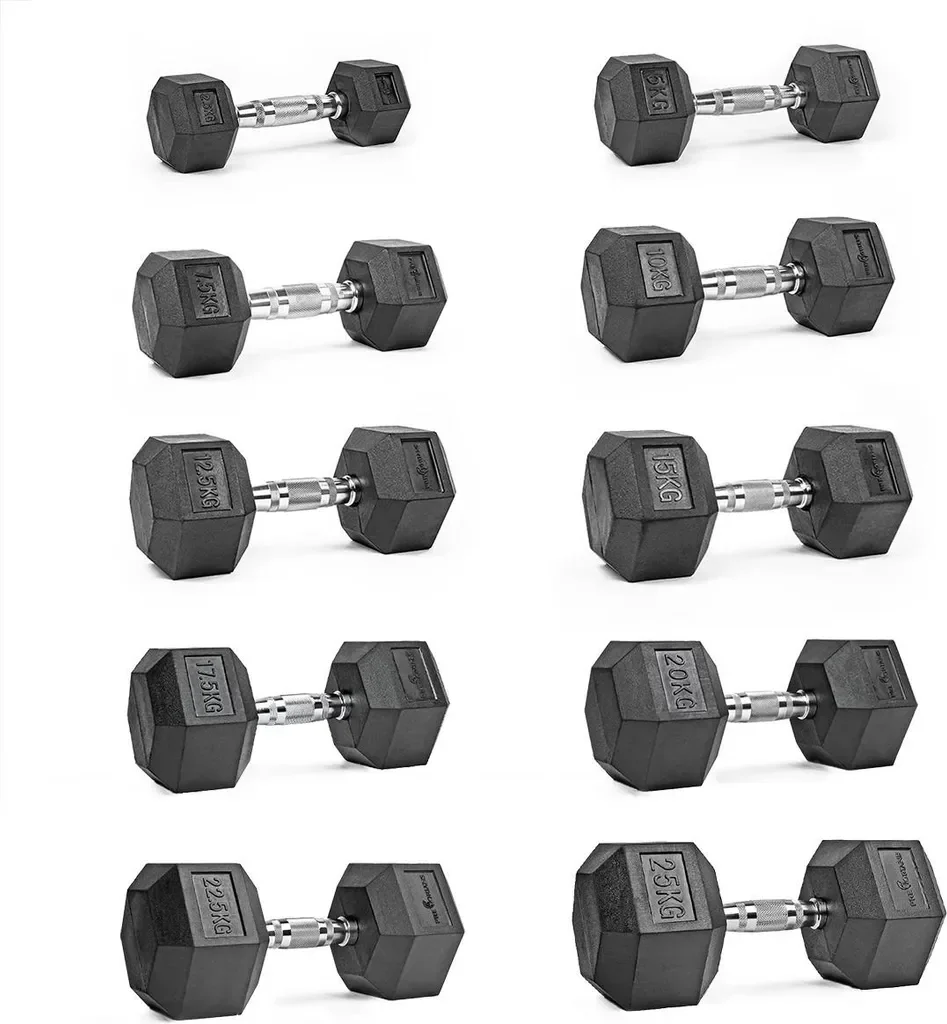 Pretorians Hexagon Kurzhantel 2,5 kg Gummi für Krafttraining Fitness
