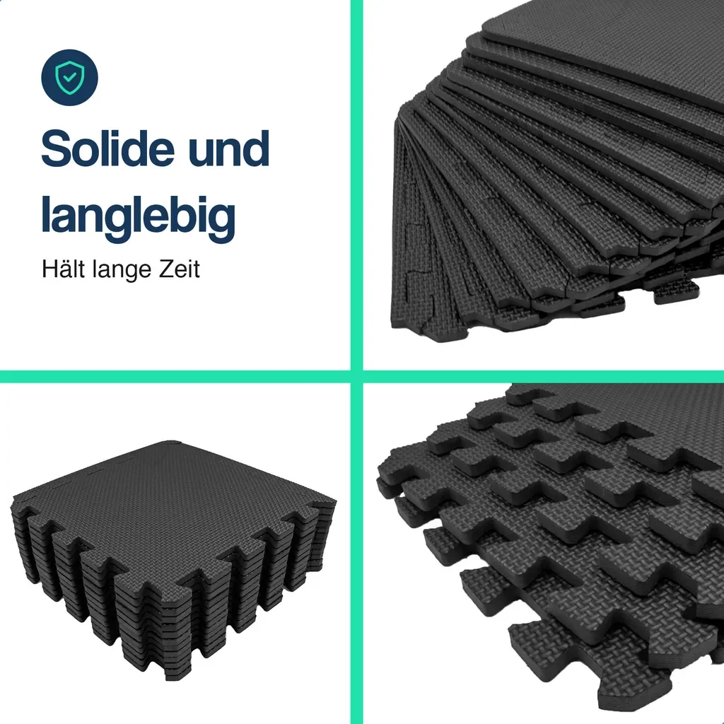 Hulser Fitness Puzzlematte 30x30x1 cm 24er Set 2,16 m2 Bodenschutz