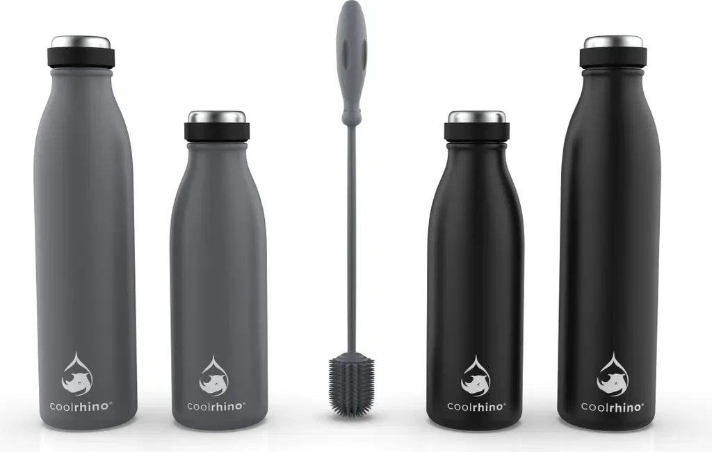 coolrhino Edelstahl Trinkflasche 500ml 1L für Kohlensäure BPA frei