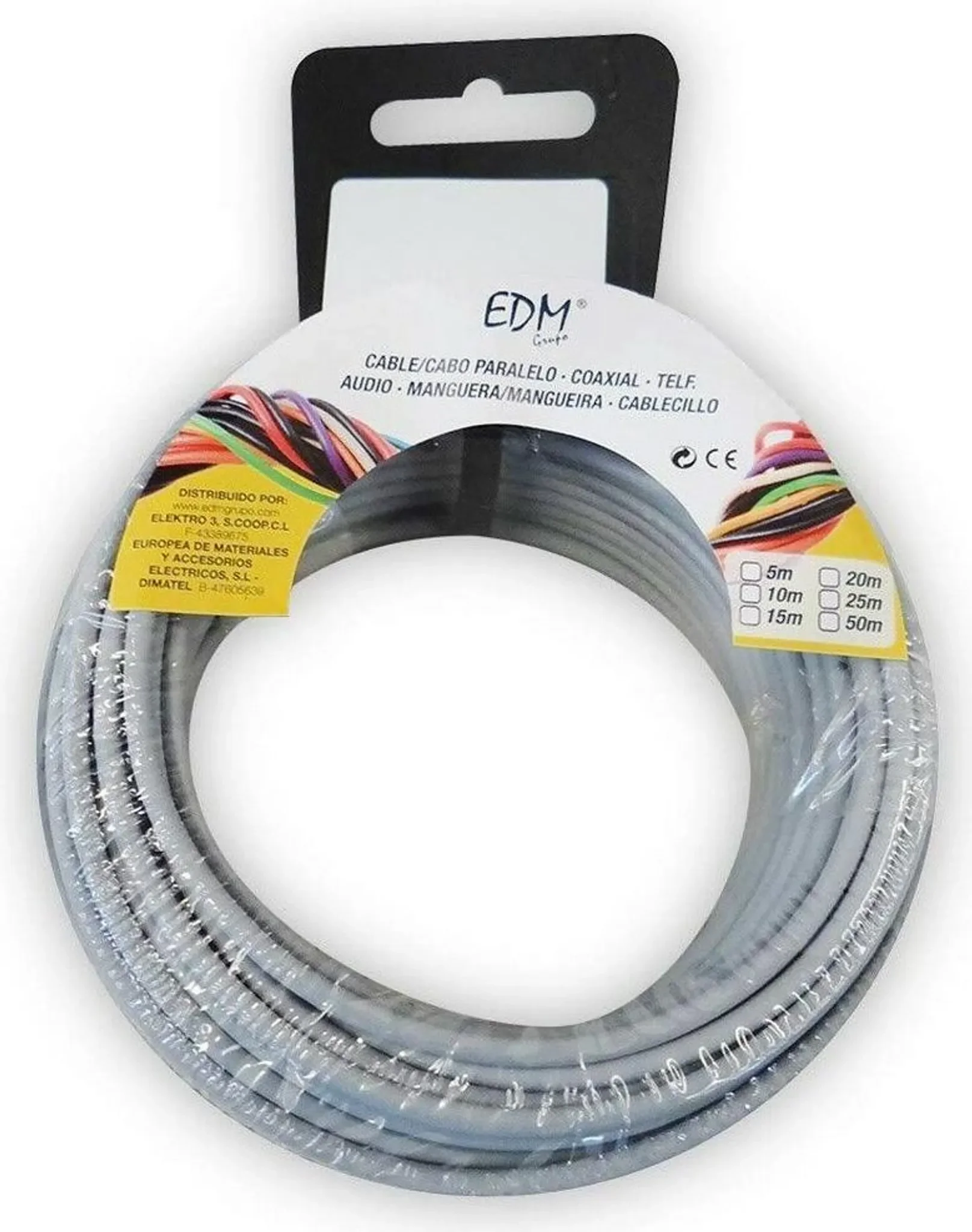 EDM Flexible Kabelspule – 1,5 mm², 10 m, Grau