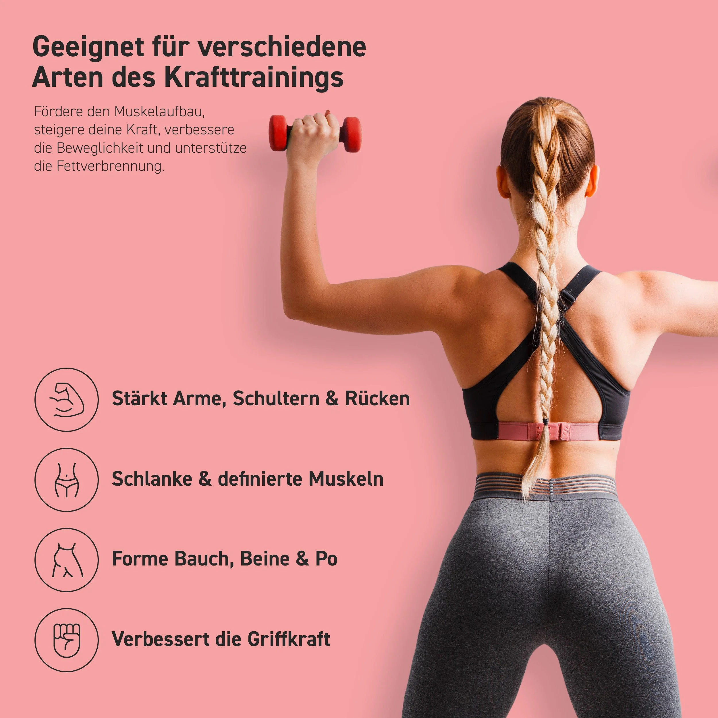 MSPORTS Neopren Hantelset 2er Set 0,5 bis 5 kg inkl Übungsposter