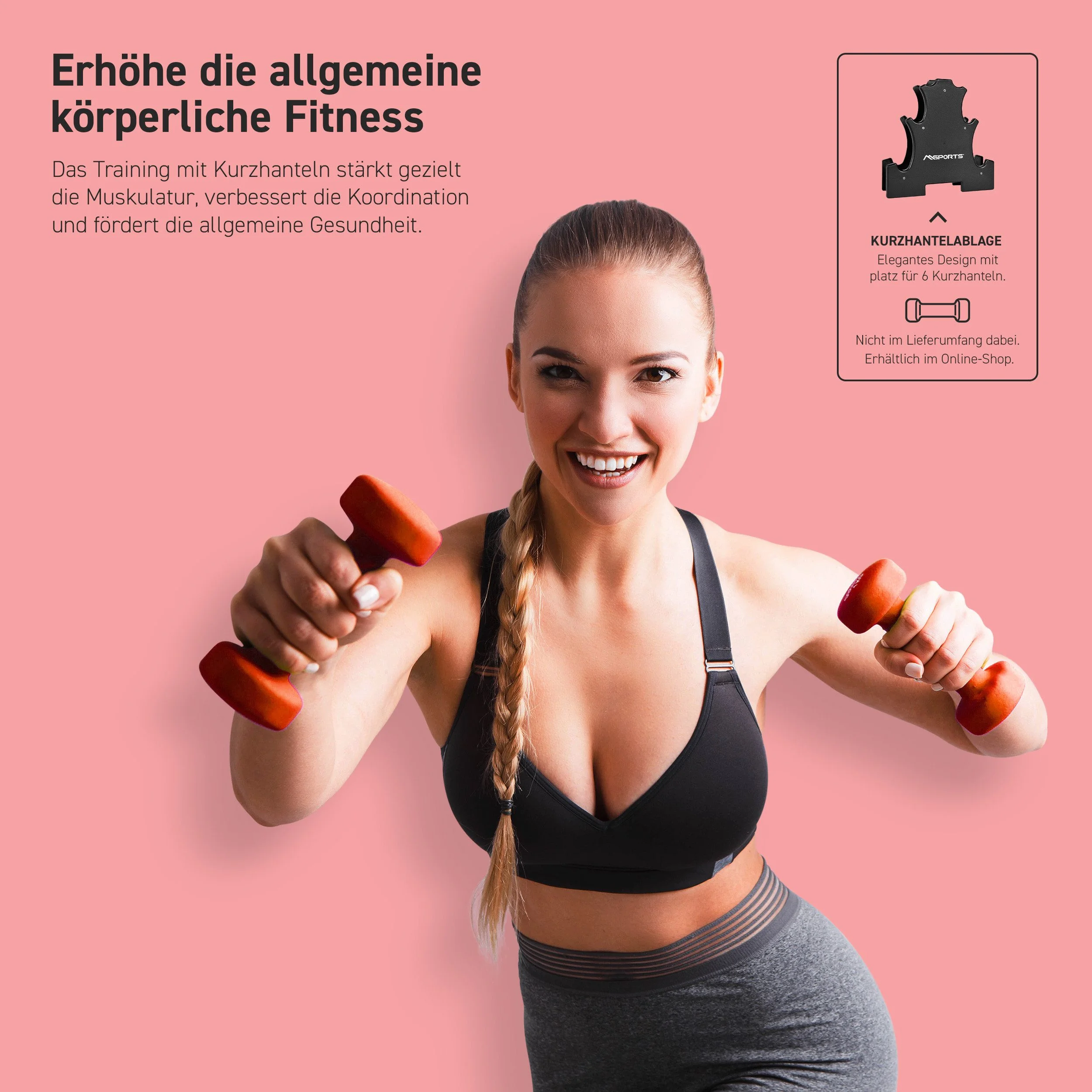 MSPORTS Neopren Hantelset 2er Set 0,5 bis 5 kg inkl Übungsposter