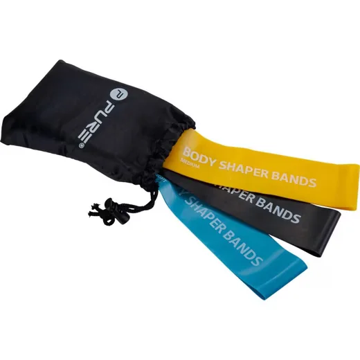 PURE 2 IMPROVE Widerstandsband Set 3er Fitnessband schwarz gelb blau
