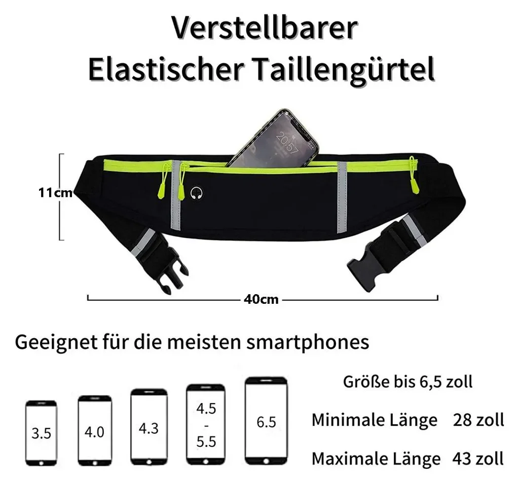 Meoiruery Sport Laufgürtel Hüfttasche für Handy Grau