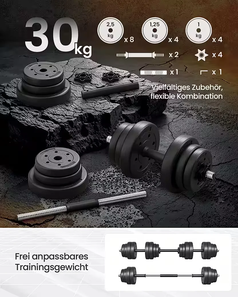 SONGMICS Hantelset 30 kg für Krafttraining zuhause