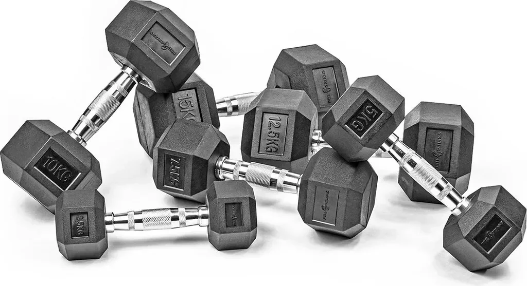 Pretorians Hexagon Kurzhantel 2,5 kg Gummi für Krafttraining Fitness
